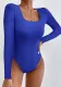 Fall Women's Casual Ribbed Basic Top Solid Color Long Sleeve Tight Fitting Jumpsuit