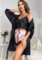 Spring Summer Sexy Ladies Homewear Suspenders Three Sets Casual Comfortable Home Silk Ice Silk Pajamas
