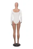 Fall Women's Casual Ribbed Basic Top Solid Color Long Sleeve Tight Fitting Jumpsuit
