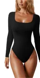Fall Women's Casual Ribbed Basic Top Solid Color Long Sleeve Tight Fitting Jumpsuit