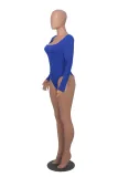 Fall Women's Casual Ribbed Basic Top Solid Color Long Sleeve Tight Fitting Jumpsuit