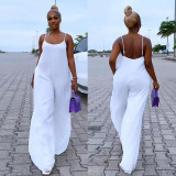 Sexy Solid Color Wide Leg Casual Jumpsuit