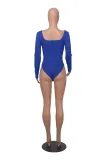 Fall Women's Casual Ribbed Basic Top Solid Color Long Sleeve Tight Fitting Jumpsuit