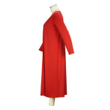 Plus Size Women's Fashion Spring/Fall Strapless Dress Long Coat Two-Piece Set