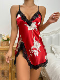 Sexy Leopard One-Piece Nightdress Summer Thin Breathable Strap Dress Home Pajamas Women