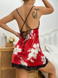 Sexy Leopard One-Piece Nightdress Summer Thin Breathable Strap Dress Home Pajamas Women