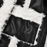 Australisch lang katoenen damesjack winterbont en kleurcontrast patchwork lamswollen jas voor dames