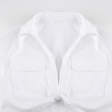 DamenSexy Knot Solid Polo-Kragen-Crop-Shirt