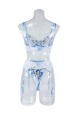 Women Floral Embroidered See-Through Mesh Sexy Lingerie Two-Piece Set