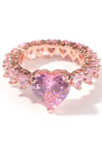 Fashion Chic Size Heart Print Full Zircon Ladies Ring Trendy Gift