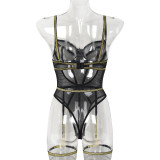 sexy lingerie gold silk beautiful lines mesh teddy lingerie