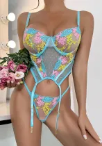 Women's Versatile Tops Flower Embroidery Girls Camisole Sexy Lingerie Set