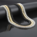 Fashion Diamond Alloy Necklace Hip Hop Style 2 Rows Diamond Men's Necklace Bracelet Set