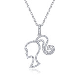 Sterling Silver Hollow Necklace Zircon Light Luxury Clavicle Chain