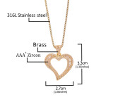 Jewelry Zircon Arc Cutout Heart Print Fashion Pendant Necklace Hip Hop Simple Style Box Chain