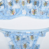 Sexy Romantic Butterfly Embroidery See-Through Sexy Lingerie Set