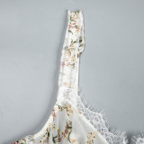 Lace and embroidery chiffon Tight Fitting suspenders shaping vest
