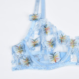 Sexy Romantic Butterfly Embroidery See-Through Sexy Lingerie Set