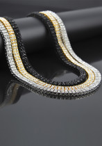 Collar de aleación de diamantes de moda estilo hip hop 2 filas de diamantes para hombre collar pulsera conjunto