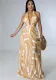 Summer Women's Back Hollow Halter Neck Evening Dress Irregular Contrast Color Sexy dress