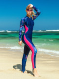 Langarm-Einteiler-Badeanzug, Sonnenschutz, schnell trocknender Badeanzug, Übergröße, schmale Passform, Neoprenanzug für Damen