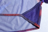 Sommermode Bedrucktes Langarm-Oberteil mit tiefem Rückenausschnitt, figurbetonter Rock, zweiteiliges Set für Damen