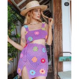 Summer Casual Crochet Knitting Skirt Set