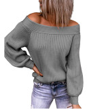 Off Shoulder Plus Size Loose Knitting Shirt Fall Winter Off Shoulder Solid Color Pullover Sweater Women