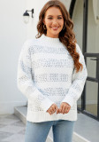 Kontrastfarben gestreiftes Herbst- und Winterpullover für Damen mit lockerem Rundhals-Strickshirt