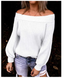 Off Shoulder Plus Size Loose Knitting Shirt Fall Winter Off Shoulder Solid Color Pullover Sweater Women