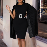 Plus Size Damen afrikanisches, figurbetontes Cape-Kleid