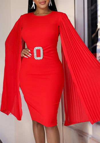 Artı Boyutu Kadın Afrika Katı Bodycon Pelerin Elbise
