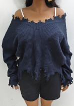 Plus Size WomenLoose V Neck Casual Sweater