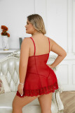 Plus Size Women Lace Suspender See-Through Pajama Sexy Lingerie