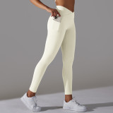 Plus Size Women Crossover High Waist Pocket Yoga Pants Sports Running Fitness Pants