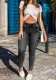 Women Zip Pocket Denim Cargo Pants