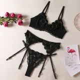 Summer Pink Big Heart Print Underwired Bra Thong Sexy Lingerie Three-Piece
