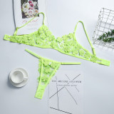 Sexy Romantic Flower Embroidery See-Through Sexy Suit For Women