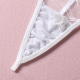Bridal White Embroidered Underwire Fishbone Bra Underwear Thong Tank Top Sexy Lingerie Set Outdoor Wear