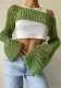 Women's Cute Crochet Crop Top Y2k Knitting Long Sleeve See-Through Shawl Beach Cover Up