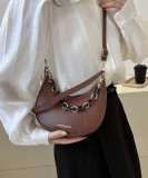 Retro Crescent Bag Simple Trendy Messenger Small Bag Chain Fashion One Shoulder Underarm Small Square Bag