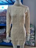 Fall Fashion Trend Women's Long Sleeve Round Neck Low Back Slim Bodycon Knitting Dress