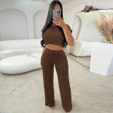 Women's Fall Fashion Loose Crop Short Sleeve Top Trousers Casual Two Piece Set