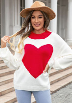 Herbst und Winter großes Herz drucken Valentinstag Herz Pullover Rundhals stricken Pullover Pullover Frauen