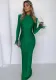 Women's Spring Fashion Chic Round Neck Solid Color Slim Fit Feather Long Sleeve Dress