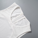 Damen-Bodysuit für den Sommer, einfarbig, Rundhalsausschnitt, ärmellos, mit Reißverschluss hinten