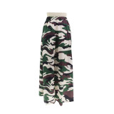 Fall Women's Casual Print Zipper Slit Stretch Waist Skirt
