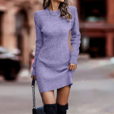 Fall/Winter Round Neck Long Sleeve Sexy Sweater Dress