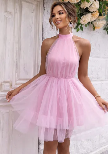 Sexy Low Back Halter Neck A-Line Party Dress