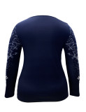 Women Chic Wings Print Long Sleeve Square Neck Top